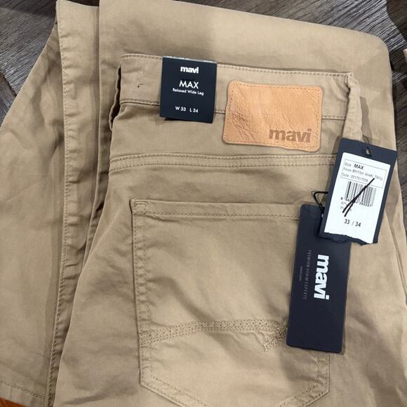 NWT Mavi Max Wide Leg Khaki Pants British Khaki Twill Size 33 x 34 - Picture 6 of 9